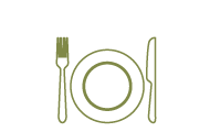 green cutlery and plate icon